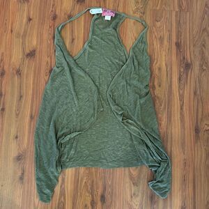 NWT Joyce Leslie olive sleeveless duster sweater S/m